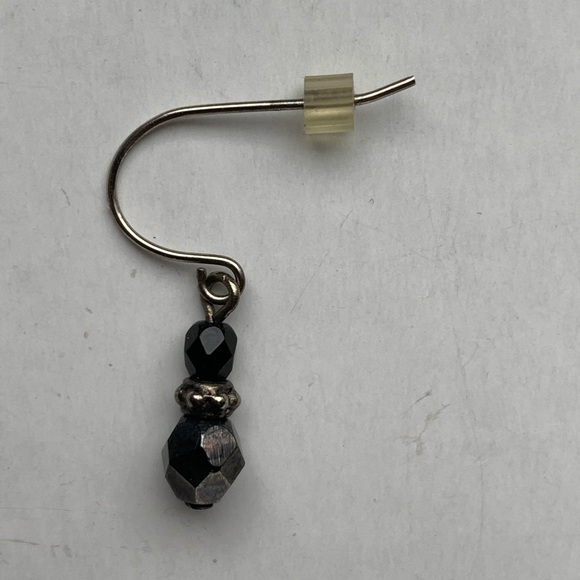 Obsidian onyx sterling silver handcrafted earrings - Picture 2 of 3